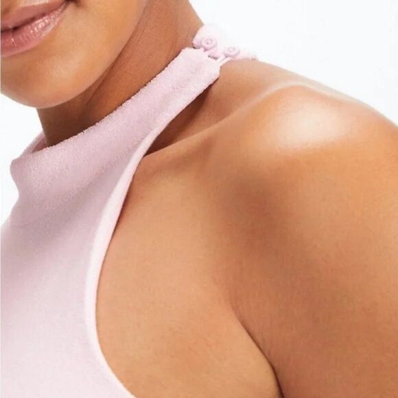 NWT Fabletics Terry Built-In Bra Tank in Pink Size Lg - Picture 3 of 5